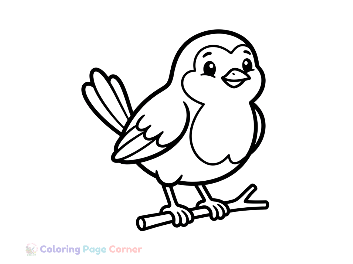 Robin on a Branch Coloring Page outline