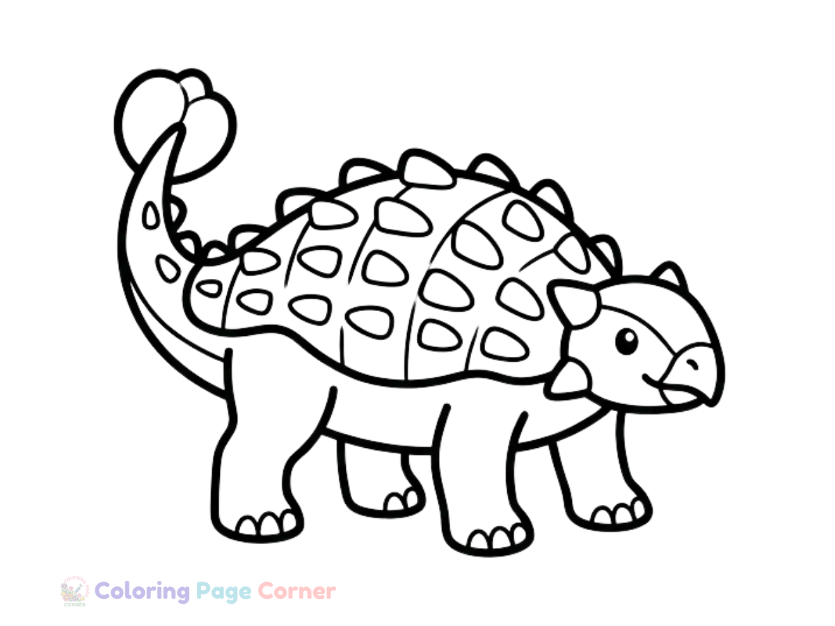 Armored Ankylosaurus Coloring Page for Kids outline