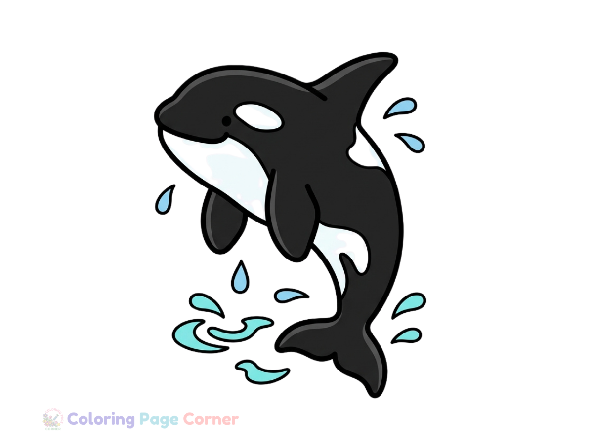 Orca Whale Breaching Coloring Page for Kids